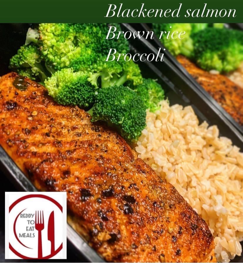 Blackened salmon with Broccoli (choose carb)