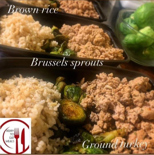 Ground turkey with Brussels sprouts (choose carb)